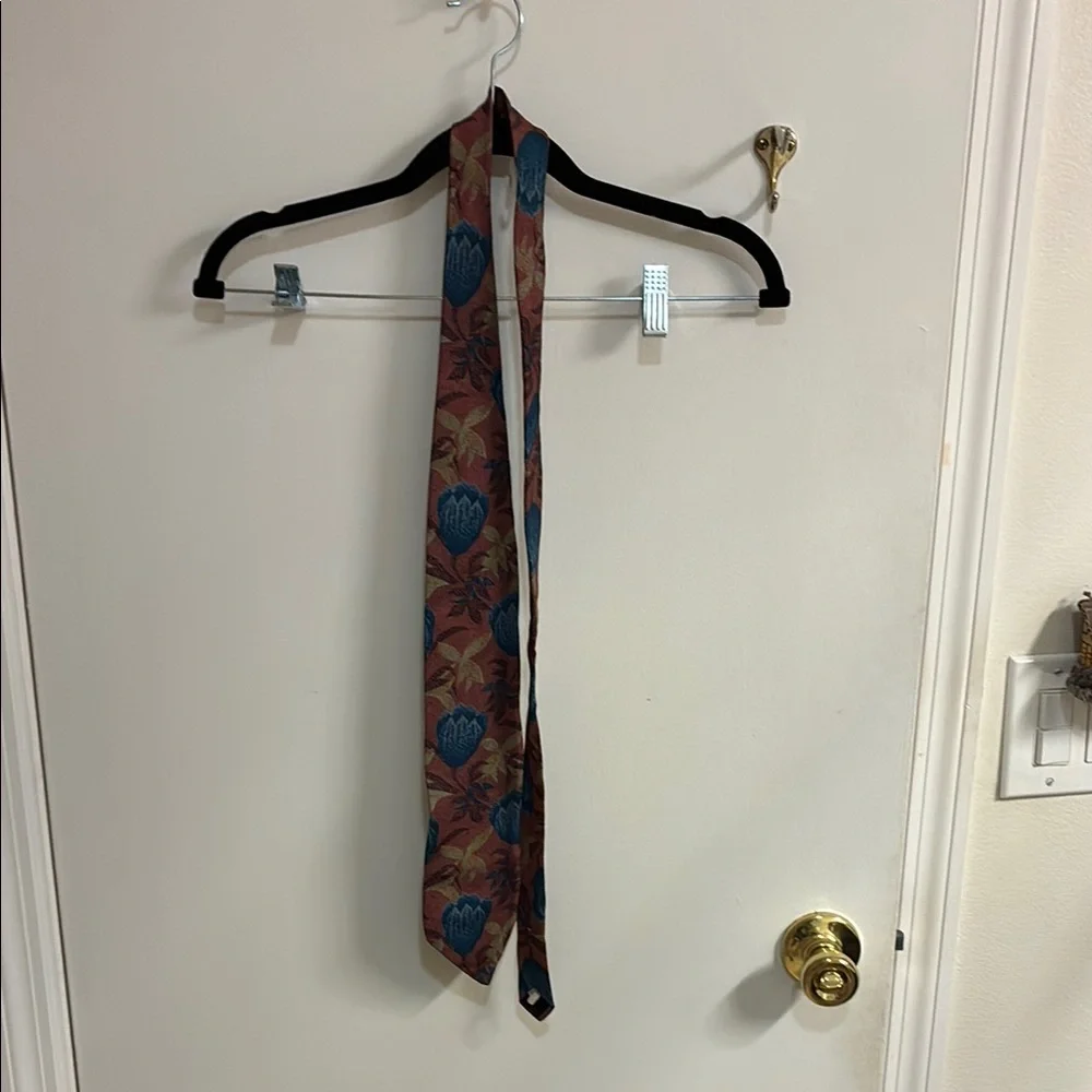 NWOT Vintage Oscar de la Renta Brown and Blue Paisley Tie